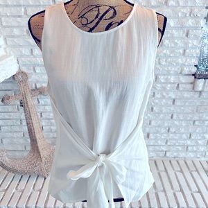 H by Halston Sleeveless White Wrap Top Sz M